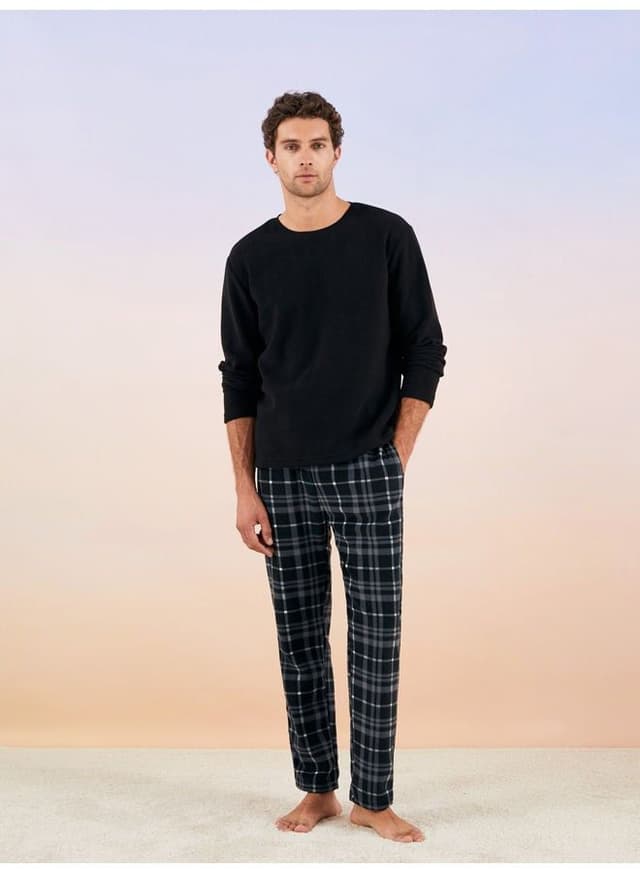 Standard Pattern Plaid Fleece Men's Pajamas Set